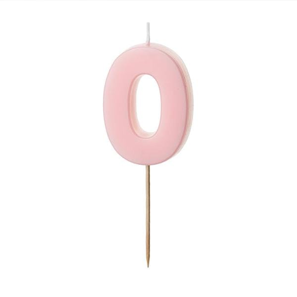 Light Pink Number 0 candle - Birthday cake candles Birthday Candles Light Pink Number 0 candle