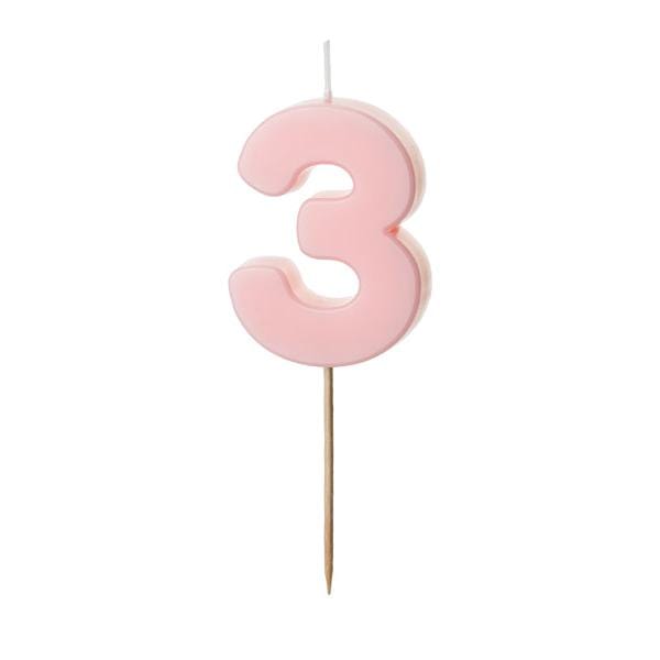 Light Pink Number 3 candle - Birthday cake candles Birthday Candles Light Pink Number 3 candle