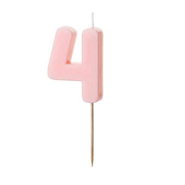 Light Pink Number 4 candle - Birthday cake candles Birthday Candles Light Pink Number 4 candle