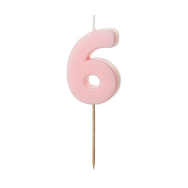 Light Pink Number 6 candle - Birthday cake candles Birthday Candles Light Pink Number 6 candle