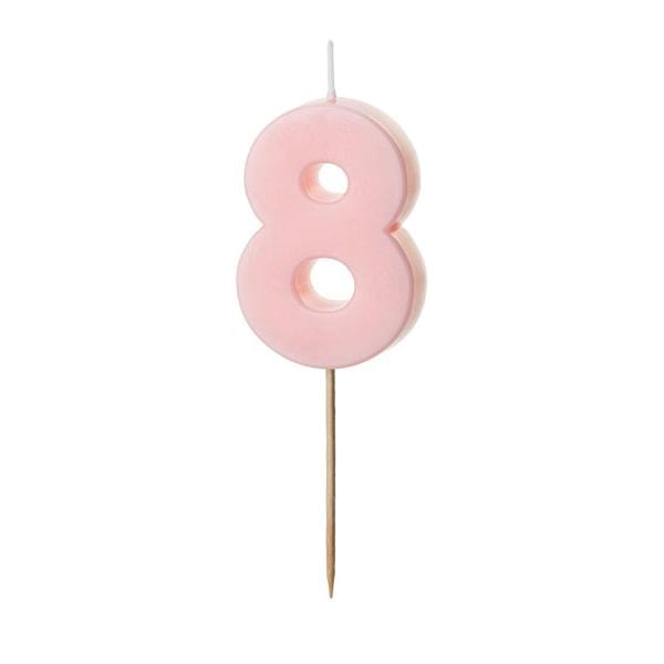 Light Pink Number 8 candle - Birthday cake candles Birthday Candles Light Pink Number 8 candle