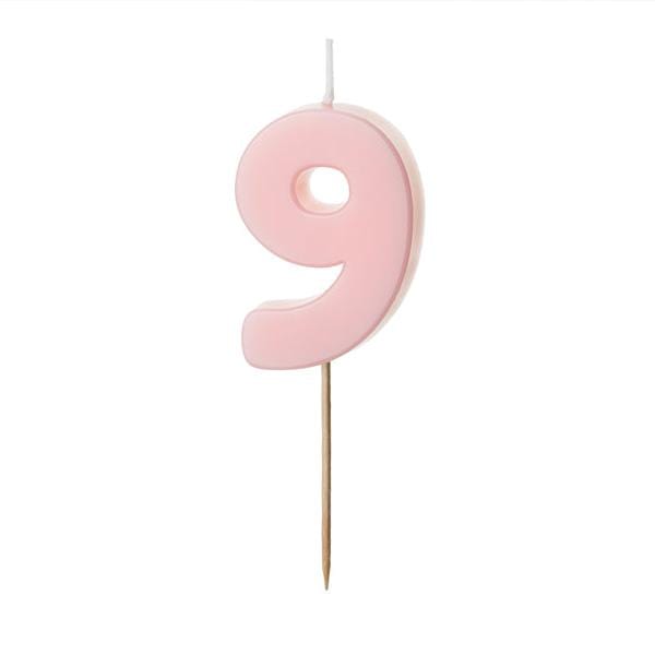 Light Pink Number 9 candle - Birthday cake candles Birthday Candles Light Pink Number 9 candle