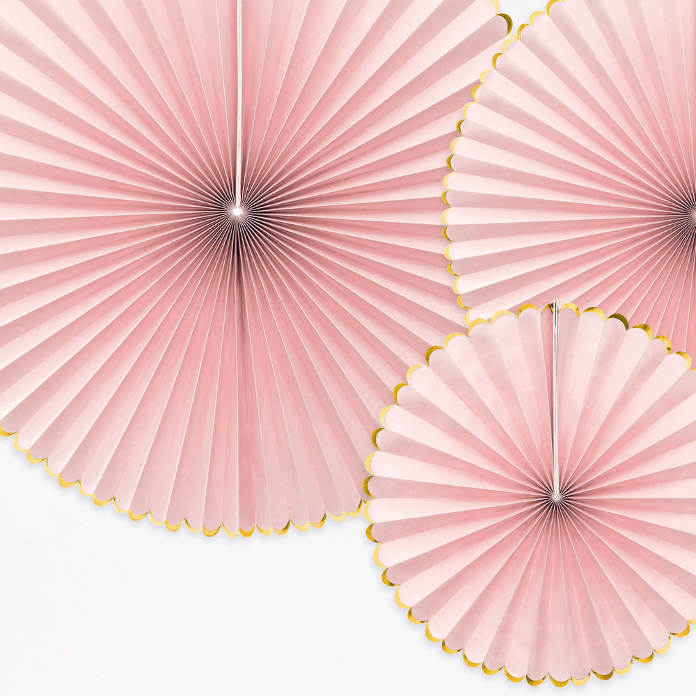 Light Pink Paper Party Fans x 3 - Pink Party Supplies Paper Fans Light Pink Paper Party Fans x 3