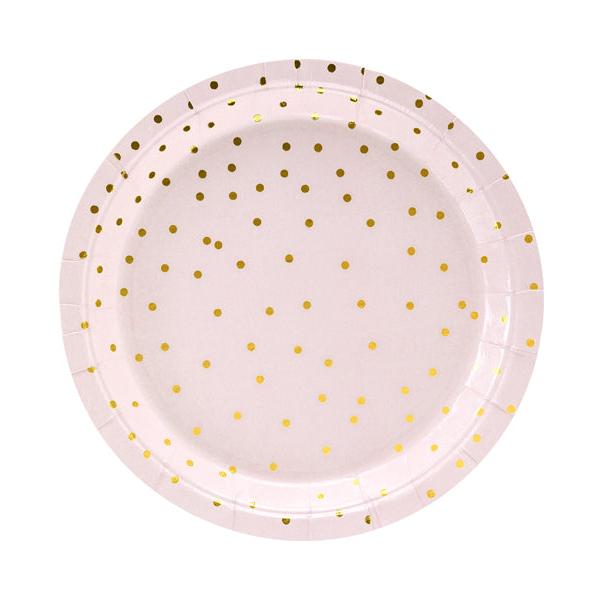 Light Pink Polka Dots Party Plates x 6 - Pink Party Supplies Disposable Plates Light Pink Polka Dots Party Plates x 6