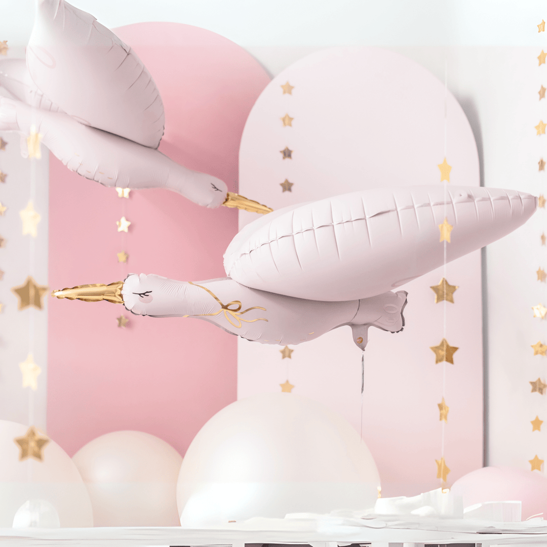 Light Pink Stork Baby Shower Foil Balloon - Baby Shower Supplies Foil Balloon Light Pink Stork Baby Shower Foil Balloon