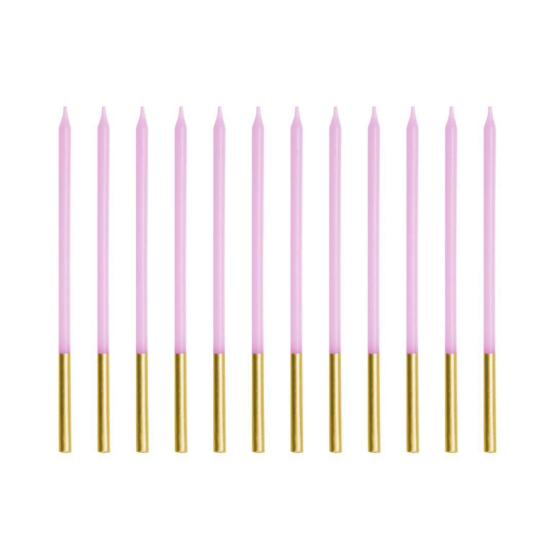 Light Violet Gold Tip Cake Candles x 12 - Birthday Cake Candles Birthday Candles Light Violet Gold Tip Cake Candles x 12