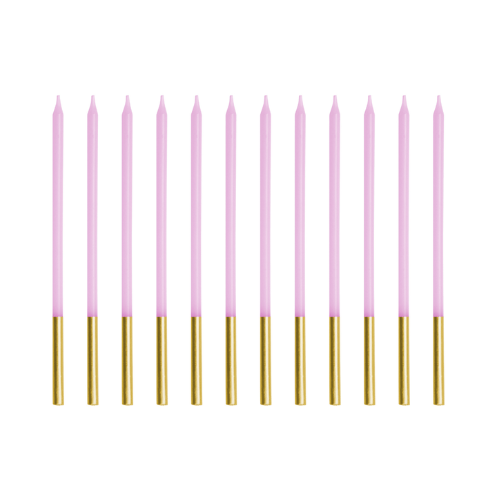 Light Violet Gold Tip Cake Candles x 12 - Birthday Cake Candles Birthday Candles Light Violet Gold Tip Cake Candles x 12