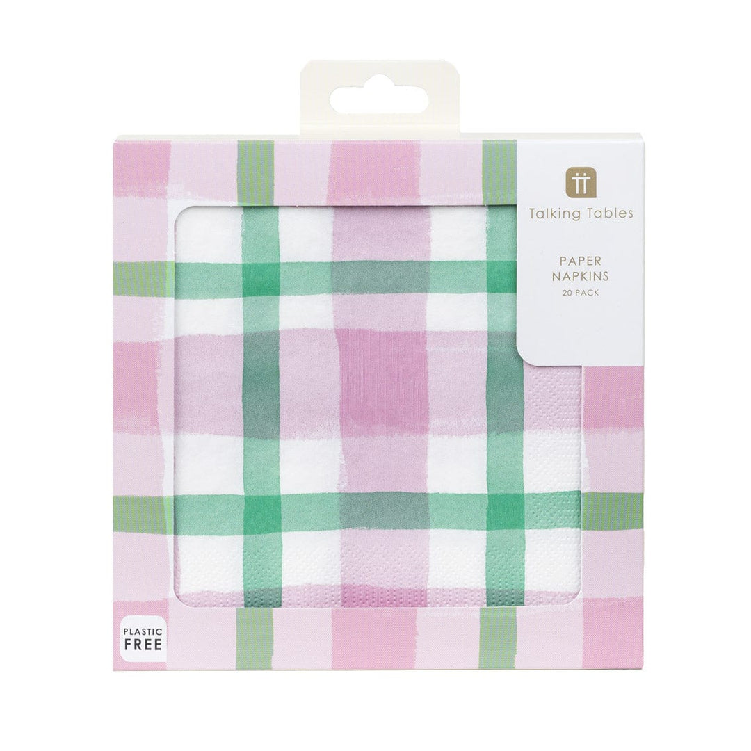 Paper Napkins Lilac & Green Gingham Paper Napkins x 20