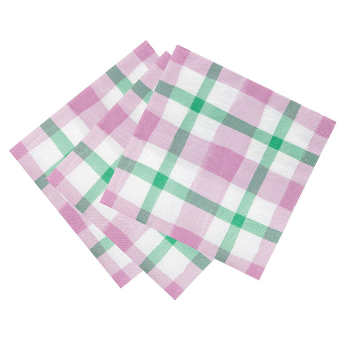 Paper Napkins Lilac & Green Gingham Paper Napkins x 20