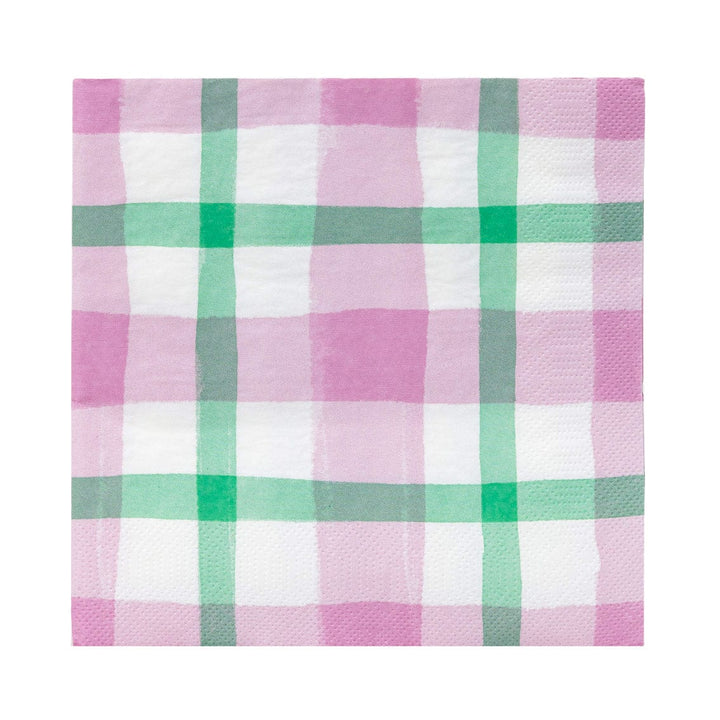 Paper Napkins Lilac & Green Gingham Paper Napkins x 20