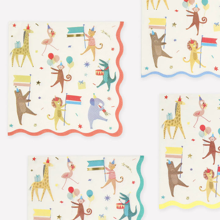 Animal Parade Large Party Napkins x 16