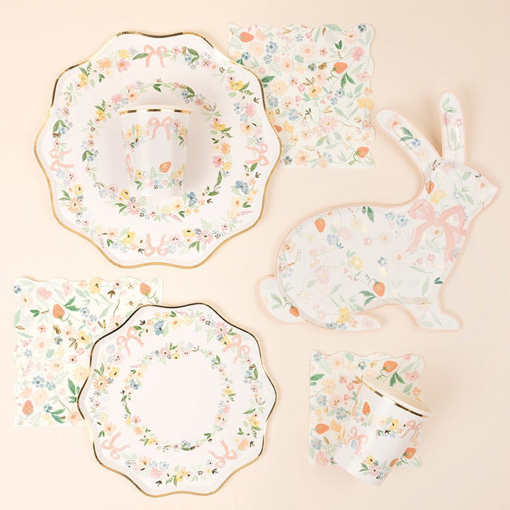 Meri Meri - Elegant Bows & Floral Large Party Plates x 8 party plates Elegant Bows & Floral Large Party Plates x 8