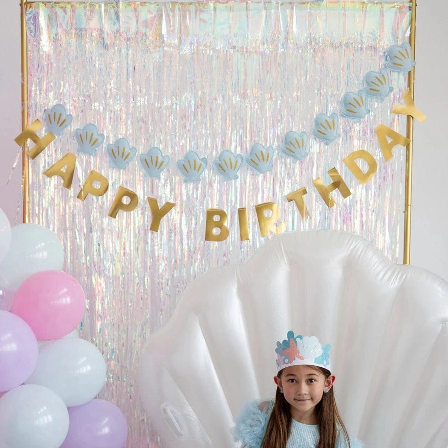 Mermaid Party Decorations - Happy Birthday Puffy Felt Banner - My Minds Eye Party UK Banners Mermaid Happy Birthday Puffy Felt Banner