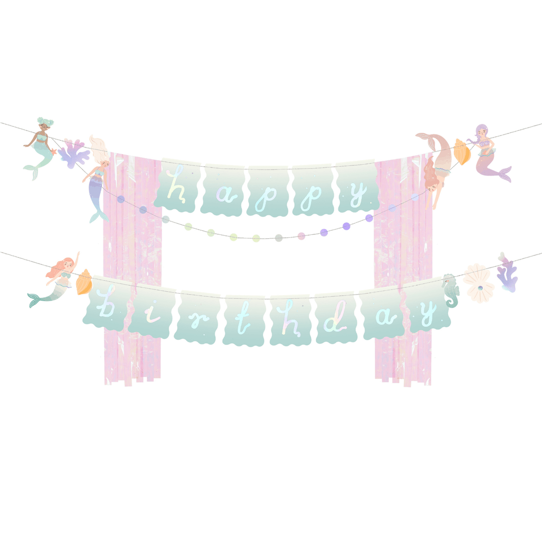 Mermaid Party Decorations - Mermaid Party Happy Birthday Bunting Banners Mermaid Party Happy Birthday Bunting