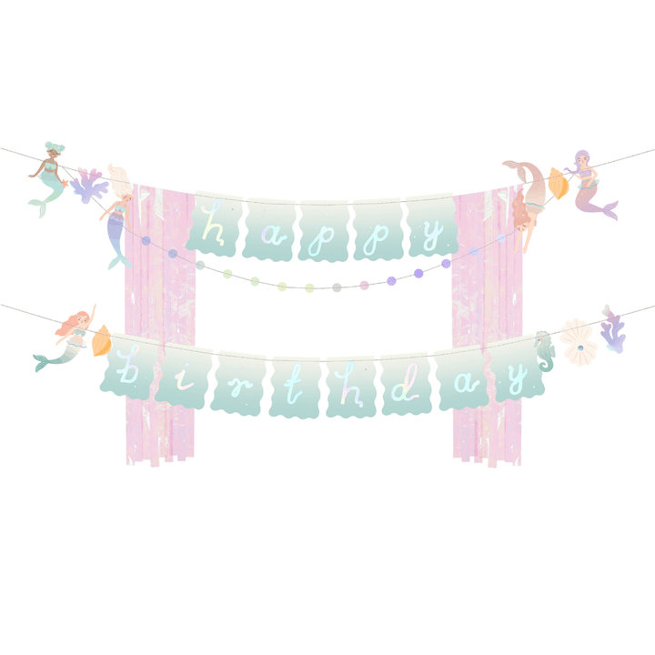 Mermaid Party Decorations - Mermaid Party Happy Birthday Bunting Banners Mermaid Party Happy Birthday Bunting