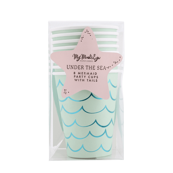 Mermaid Party Mermaid Tail Paper Party Cups x 8 - Mermaid Party Decorations - My Mind's Eye Disposable Cups Mermaid Party Mermaid Tail Paper Party Cups x 8