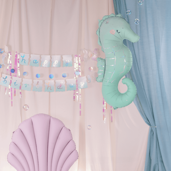 Mermaid Party Seahorse Foil Balloon – 36in - Mermaid Party Decorations Foil Balloon Mermaid Party Seahorse Foil Balloon – 36in