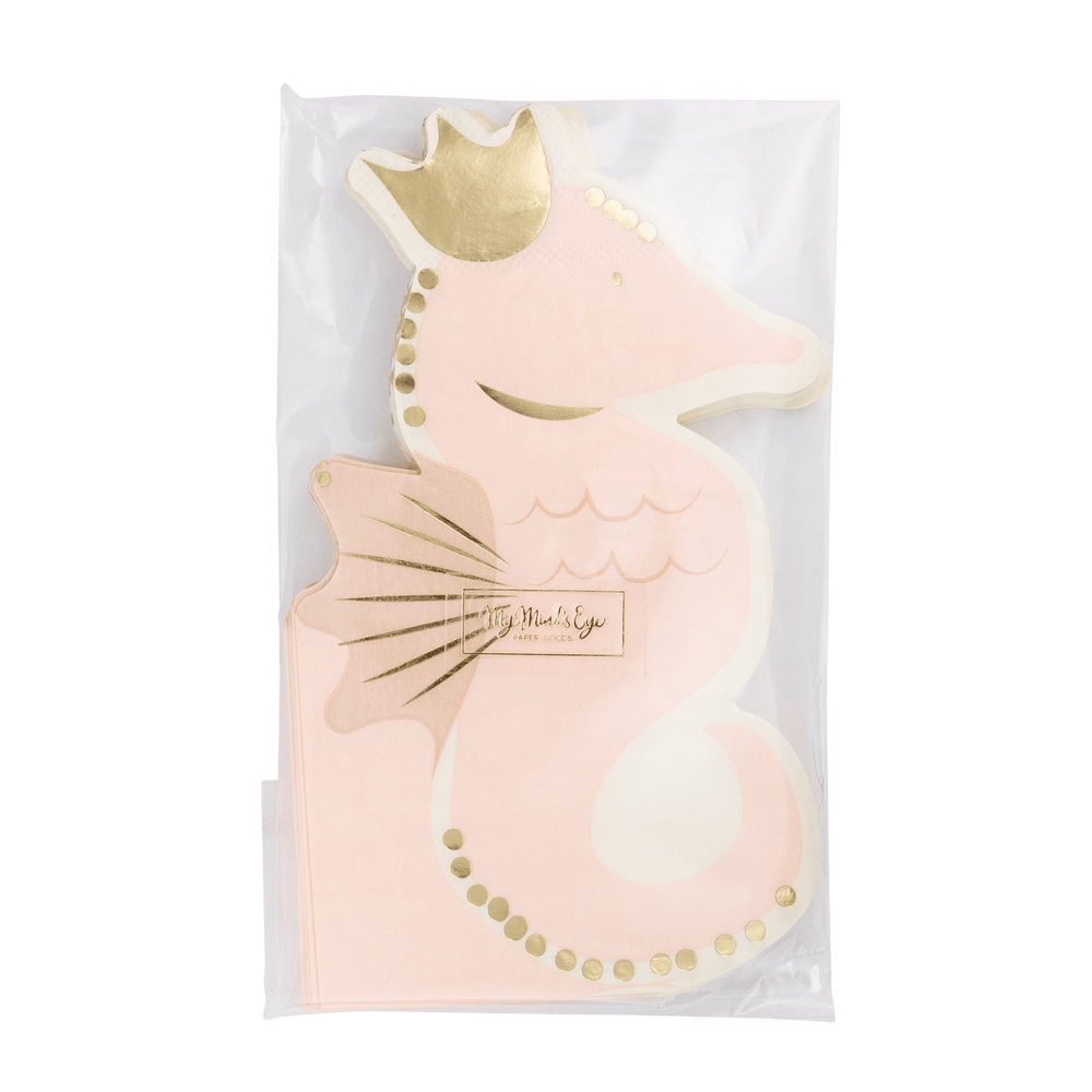 Mermaid Party Seahorse Shaped Napkins x 18 - Mermaid Party Decorations - My Mind's Eye Paper Napkins Mermaid Party Seahorse Shaped Napkins x 18