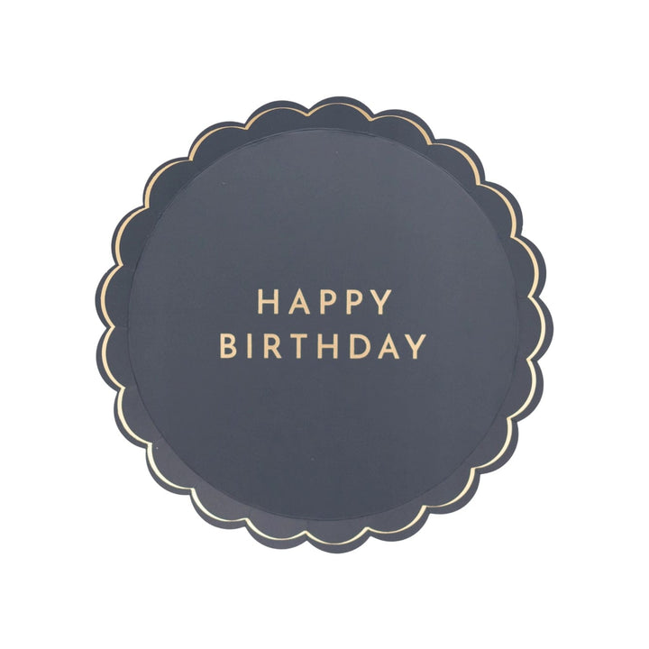 Midnight Blue Signature Happy Birthday Small Plates x 8 - Bonjour Fete UK Party Supplies Disposable Plates Midnight Blue Signature Happy Birthday Small Plates x 8