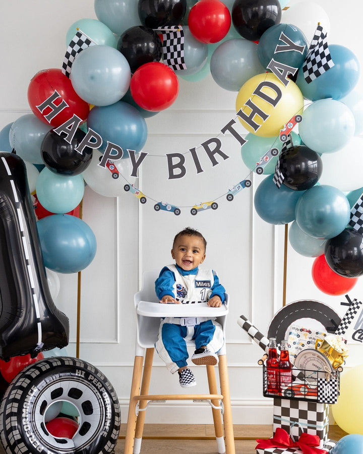 Miles Per Hour - Happy Birthday Banner Set - My Mind's Eye Party - Racing Party Decorations Banners Miles Per Hour - Checkered Flag Table Runner