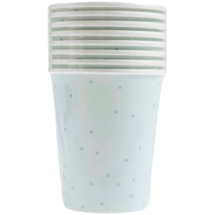 Mint Green Dots Party Cups x 8 Disposable Cups Mint Green Dots Party Cups x 8