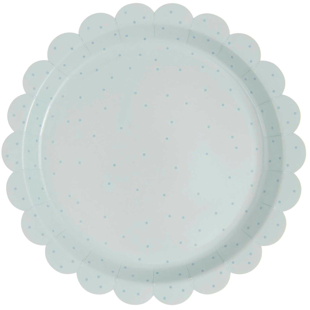 Mint Green Dots Scallop Party Plates x 8 Disposable Plates Mint Green Dots Scallop Party Plates x 8