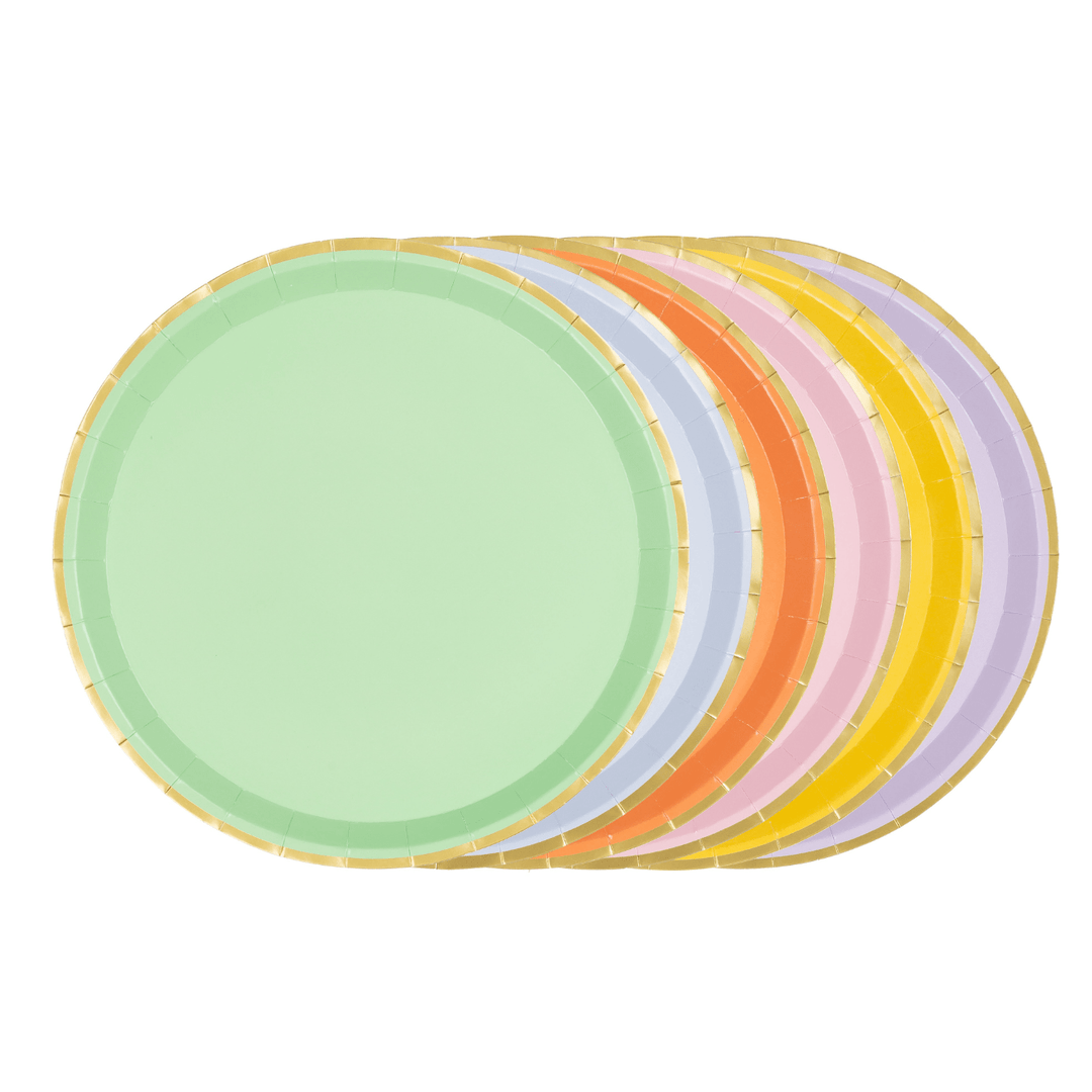 Mixed Pastel Gold Edged Paper Party Plates (Pack of 6) Paper Plate Mixed Pastel Gold Edged Paper Party Plates (Pack of 6)