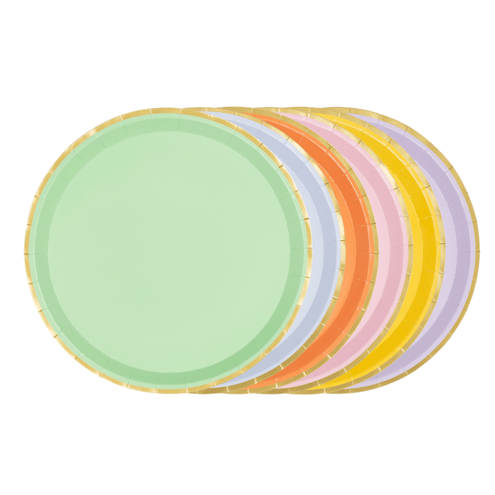 Mixed Pastel Gold Edged Paper Party Plates (Pack of 6) Paper Plate Mixed Pastel Gold Edged Paper Party Plates (Pack of 6)