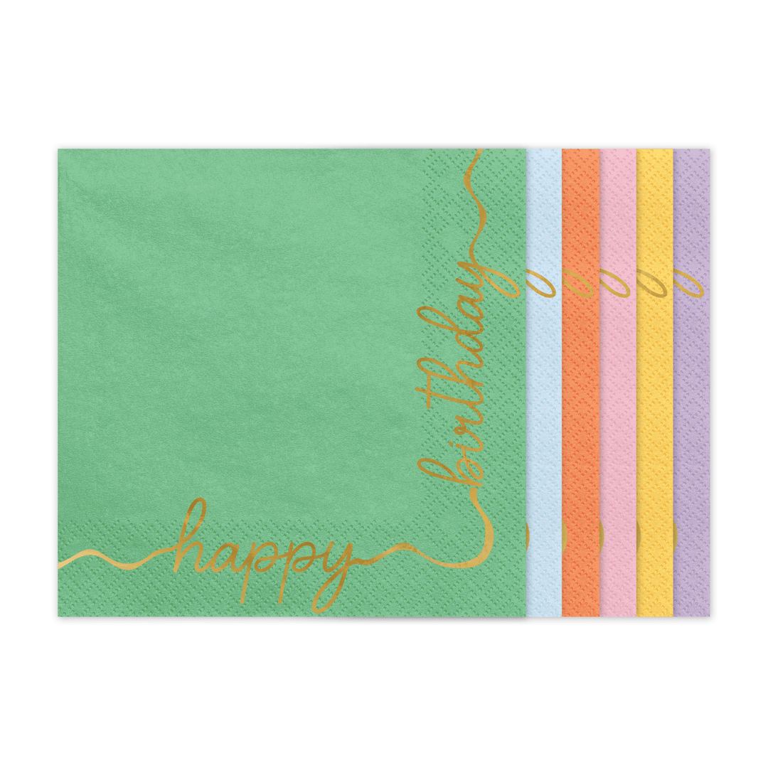 Mixed Pastel Happy Birthday Paper Napkins (Pack of 12) Paper Napkins Mixed Pastel Happy Birthday Paper Napkins (Pack of 12)