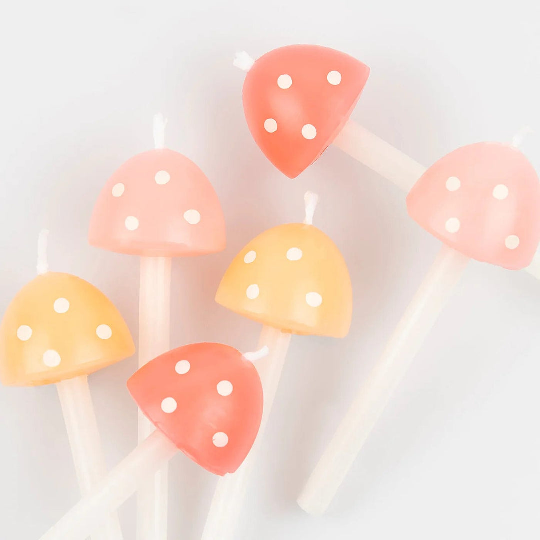 Mushroom Birthday Candles x 6 - Mushroom Party Supplies Birthday Candles Mushroom Birthday Candles x 6