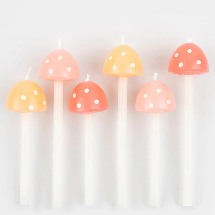 Mushroom Birthday Candles x 6 - Mushroom Party Supplies Birthday Candles Mushroom Birthday Candles x 6