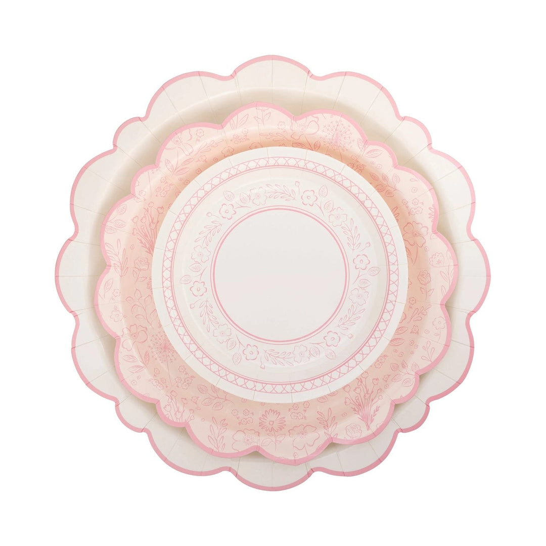 My Mind's Eye - Pembroke Pink Floral Small Paper Dessert Plates x 8 Disposable Plates Pembroke Pink Floral Small Paper Dessert Plates x 8