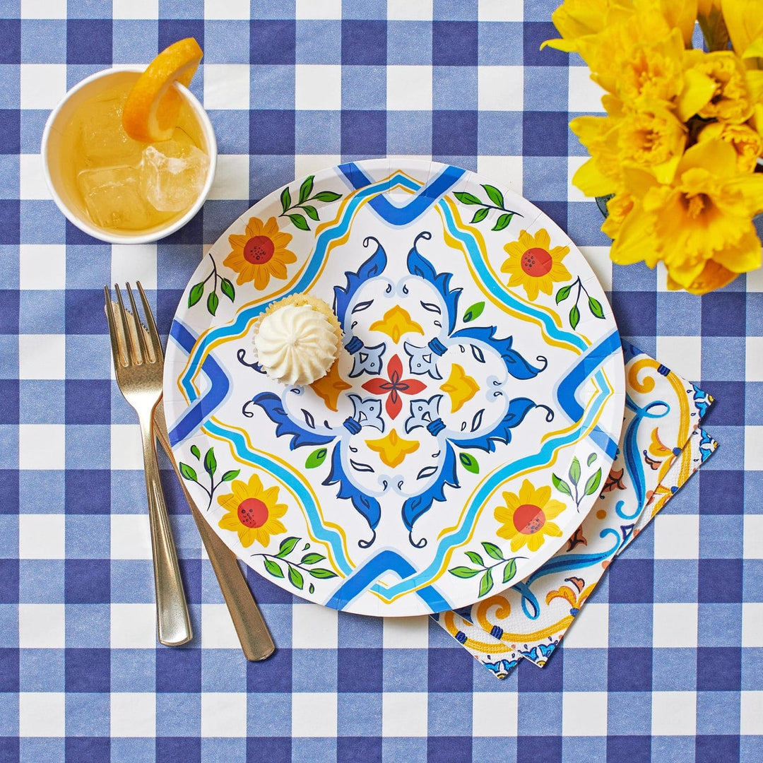 Navy Blue Gingham Paper Tablecloth - Coterie Party Supplies UK Tablecloths Navy Blue Gingham Paper Tablecloth