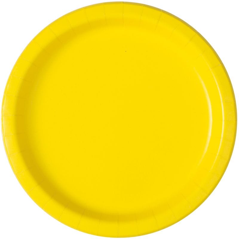 Neon Yellow Large Paper Party Plates x 16 - Yellow Party Supplies Disposable Plates Neon Yellow Large Paper Party Plates x 16