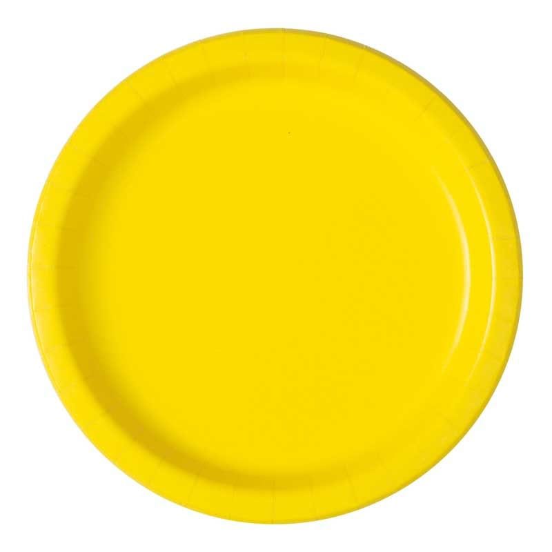 Neon Yellow Small Paper Party Plates x 20 - Yellow Party Supplies Disposable Plates Neon Yellow Small Paper Party Plates x 20