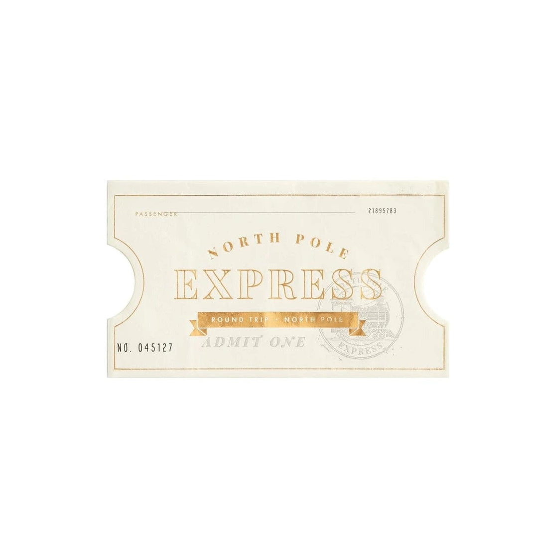 North Pole Express Ticket Shaped Christmas Napkins x 18 - Polar Express Christmas Supplies Paper Napkins North Pole Express Ticket Shaped Christmas Napkins x 18