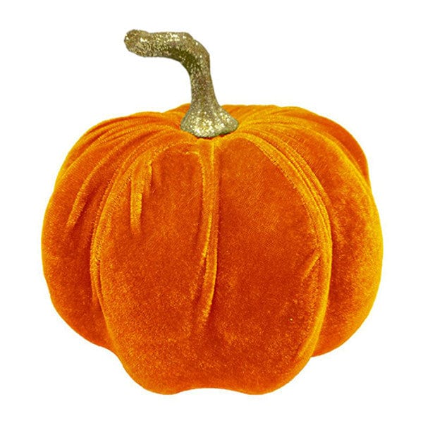 Orange Velvet Pumpkin Decoration - 19cm - Halloween Fall Decor ornament Orange Velvet Pumpkin Decoration - 19cm