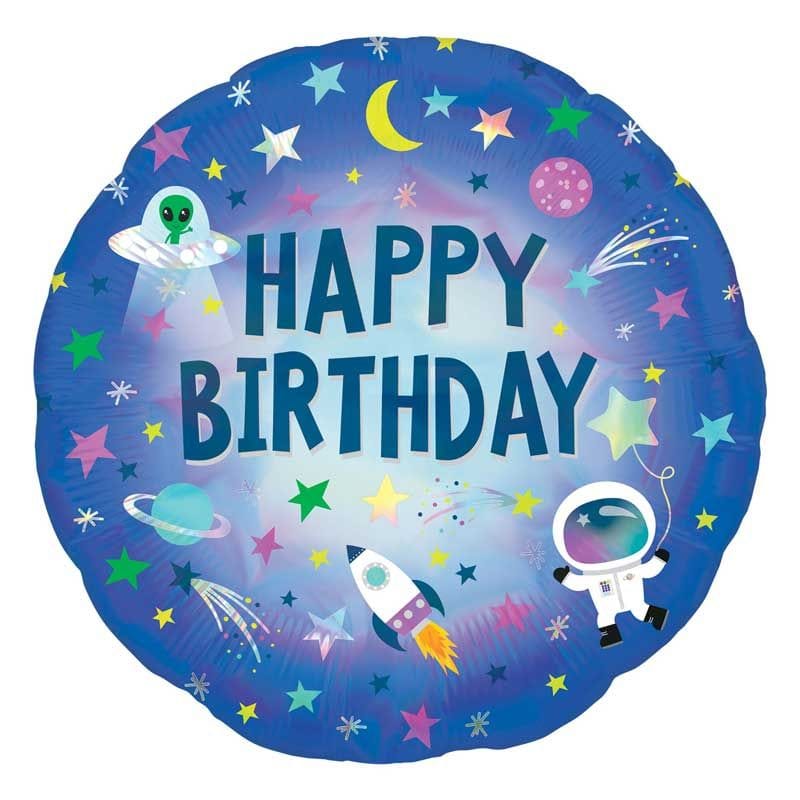 Outer Space Happy Birthday Foil Balloon (18in) - Space Birthday Party Decorations Balloons Outer Space Happy Birthday Foil Balloon (18in)