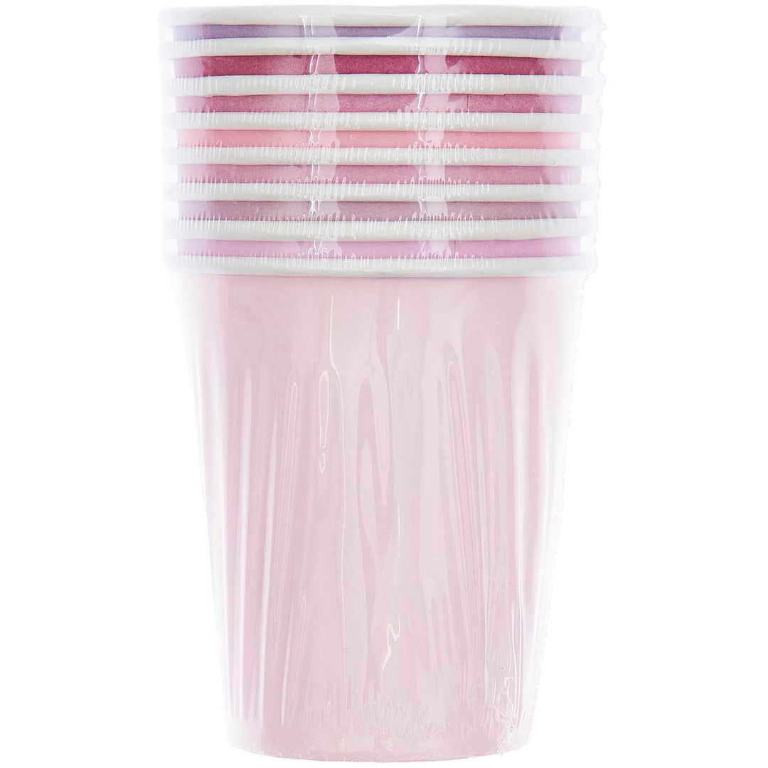 Paper Party Cups x 8 - Pinks - Pink Party Supplies Disposable Cups Paper Party Cups x 8 - Pinks