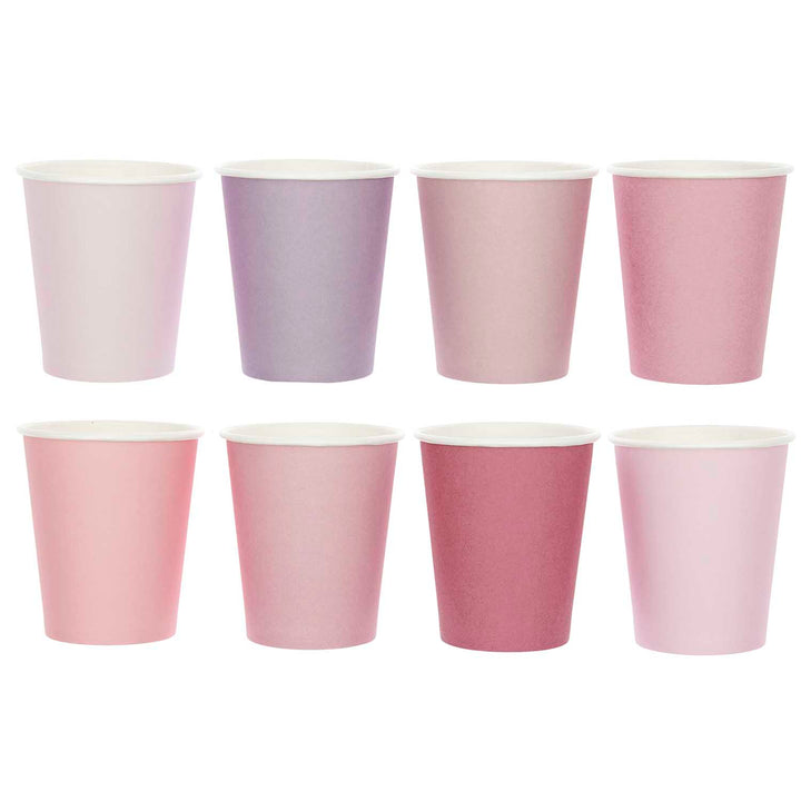 Paper Party Cups x 8 - Pinks - Pink Party Supplies Disposable Cups Paper Party Cups x 8 - Pinks