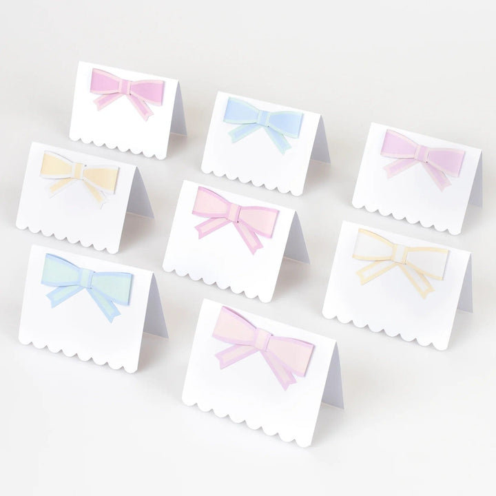 Pastel Bow Party Place Cards x 8 - Bow Themed Party Decor place cards Pastel Bow Party Place Cards x 8