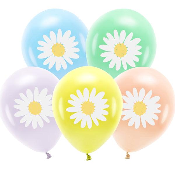 Pastel Daisy Balloons x 5 - Daisy Party Decorations UK Balloons Pastel Daisy Balloons x 5