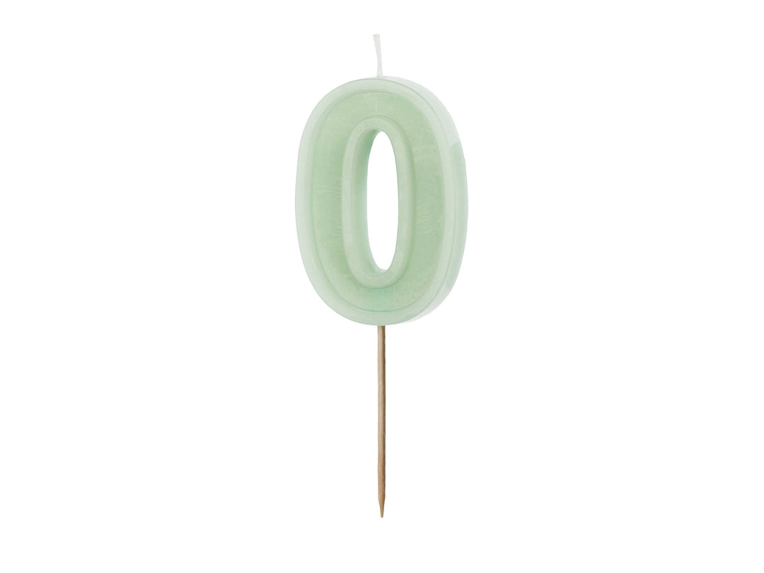 Pastel Green Number 0 candle - Birthday cake candles Birthday Candles Pastel Green Number 0 Candle