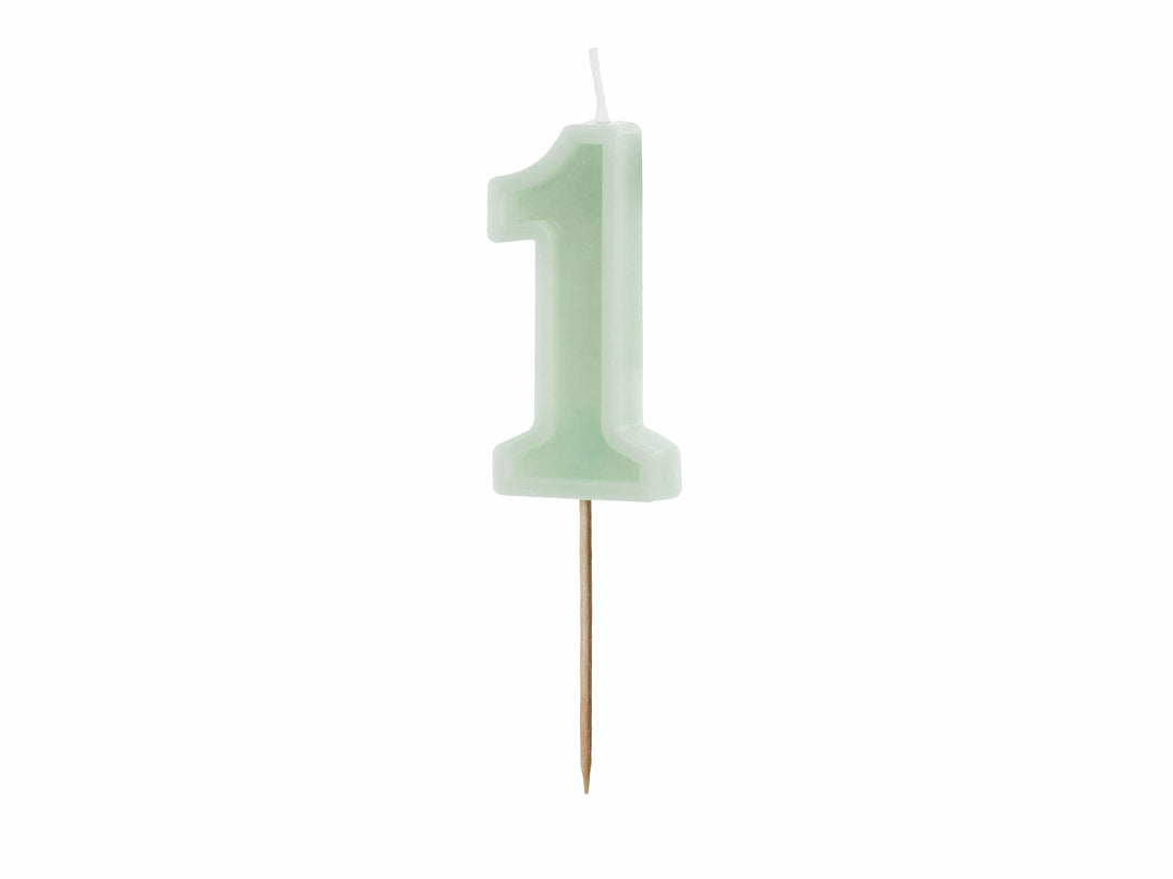 Pastel Green Number 1 candle - Birthday cake candles Birthday Candles Pastel Green Number 1 candle