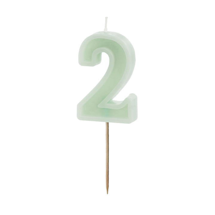 Pastel Green Number 2 candle - Birthday cake candles Birthday Candles Pastel Green Number 2 candle