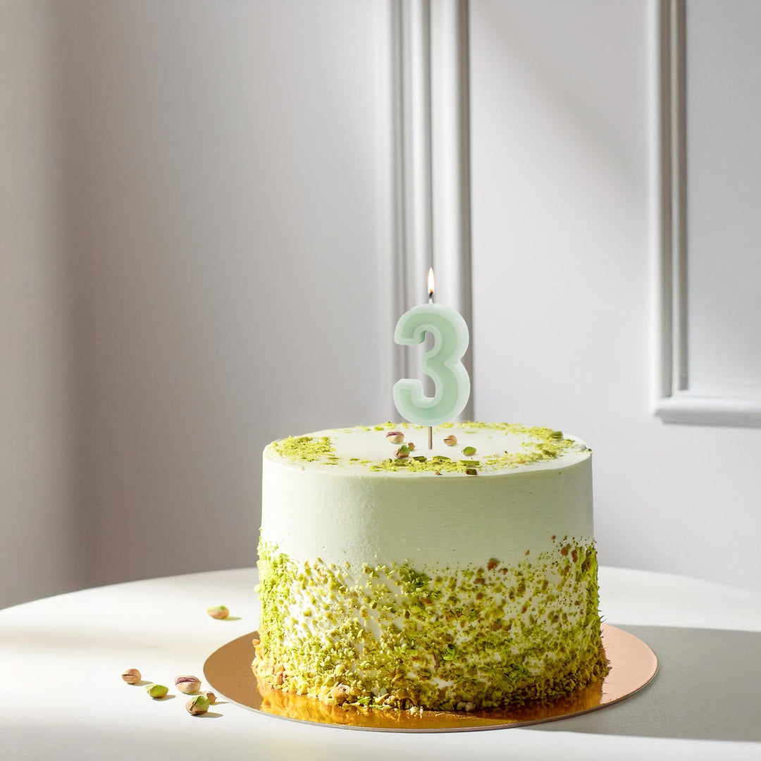 Pastel Green Number 3 candle - Birthday cake candles Birthday Candles Pastel Green Number 3 candle