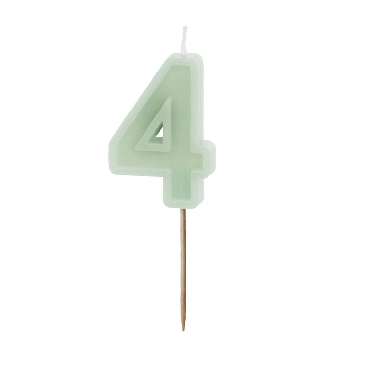 Pastel Green Number 4 candle - Birthday cake candles Birthday Candles Pastel Green Number 4 candle