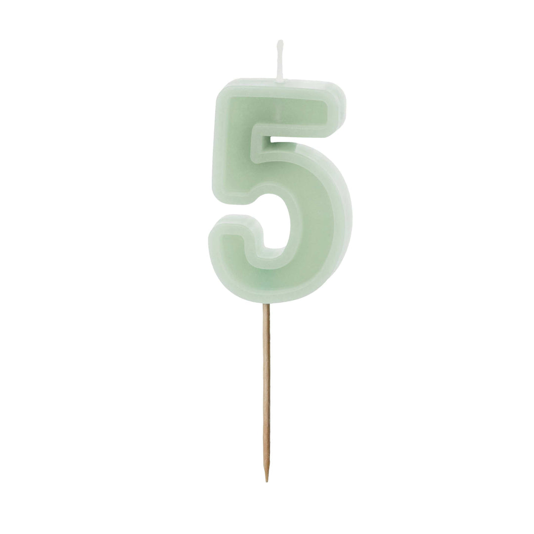 Pastel Green Number 5 candle - Birthday cake candles Birthday Candles Pastel Green Number 5 candle