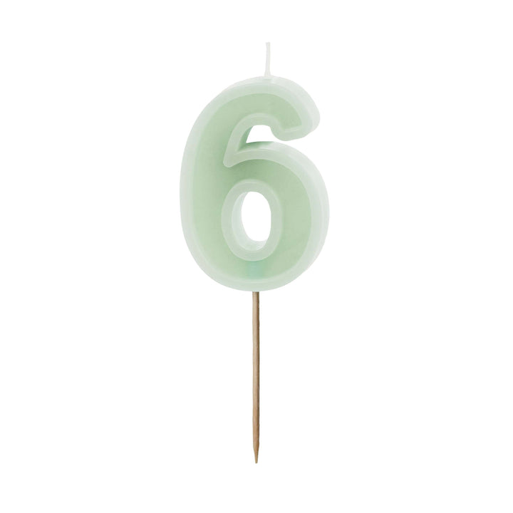 Pastel Green Number 6 candle - Birthday cake candles Birthday Candles Pastel Green Number 6 candle