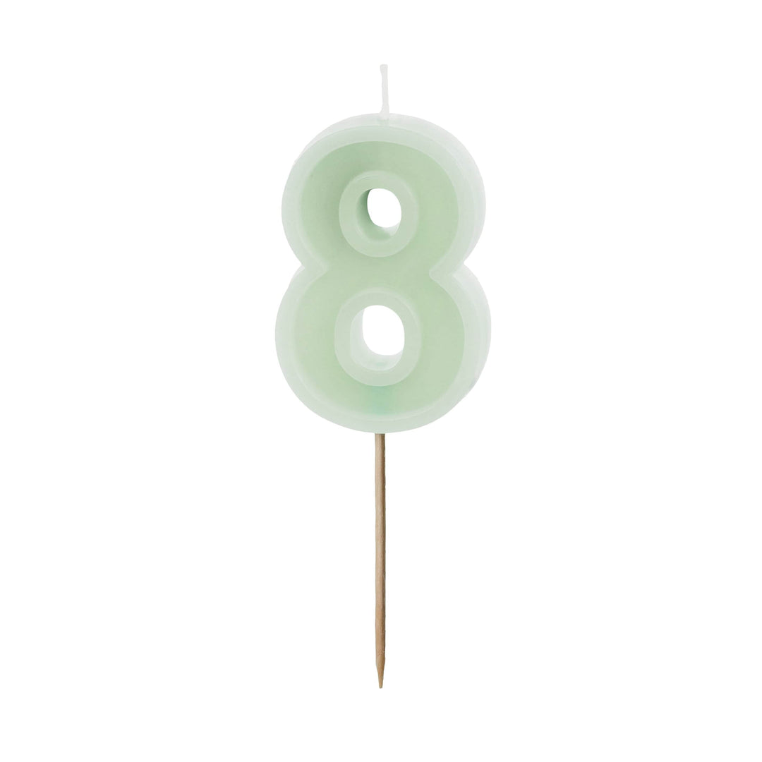 Pastel Green Number 8 candle - Birthday cake candles Birthday Candles Pastel Green Number 8 candle